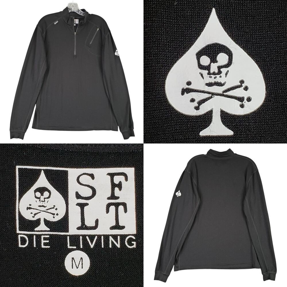 Soflete Sweater Mens Medium Black Long Sleeve Merino Wool Baselayer
